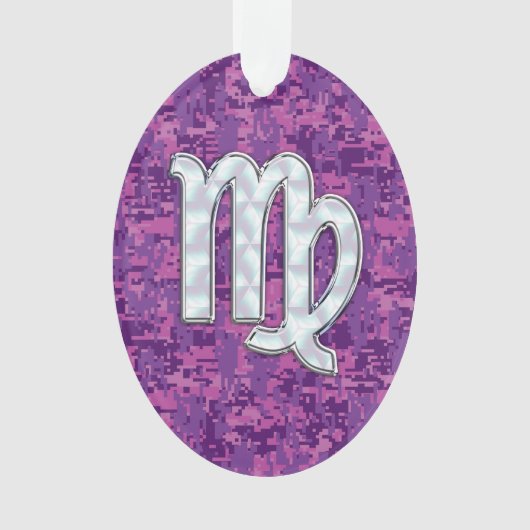 Virgo Zodiac Sign on Pink Fuchsia Digital Camo Ornament (voorkant)