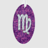 Virgo Zodiac Sign on Pink Fuchsia Digital Camo Ornament (voorkant)