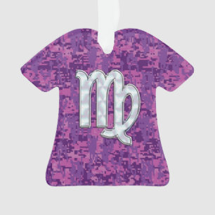 Virgo Zodiac Sign on Pink Fuchsia Digital Camo Ornament