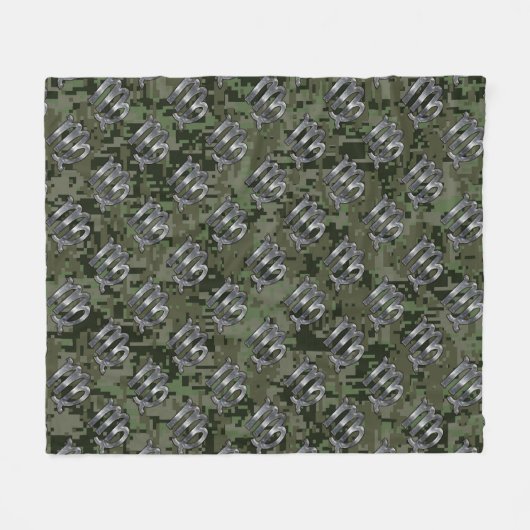 Virgo Zodiac Sign on Woodland Digital Camo Fleece Deken (Voorkant (Horizontaal))