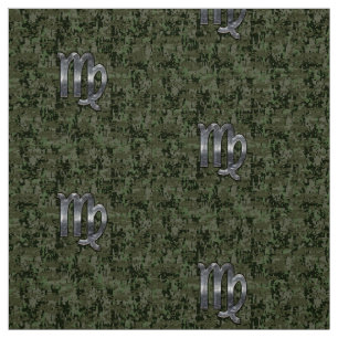 Virgo Zodiac Sign on Woodland Digital Camo Stof