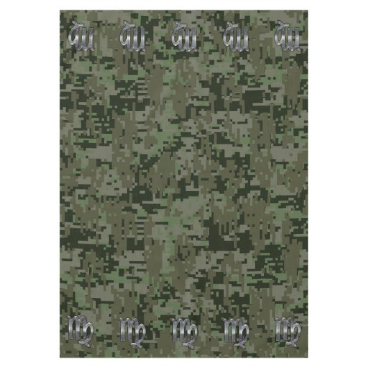 Virgo Zodiac Sign on Woodland Digital Camo Tafelkleed (Voorkant)