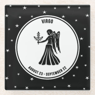 Virgo Zodiac Sign, Onderzetter met zwart en wit gl