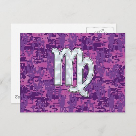Virgo Zodiac Sign Pink Fuchsia Digital Camouflage Briefkaart (Voorkant / Achterkant)