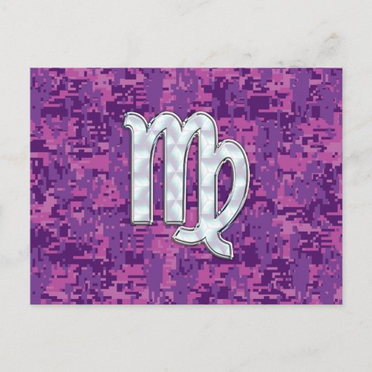 Virgo Zodiac Sign Pink Fuchsia Digital Camouflage Briefkaart (Voorkant)