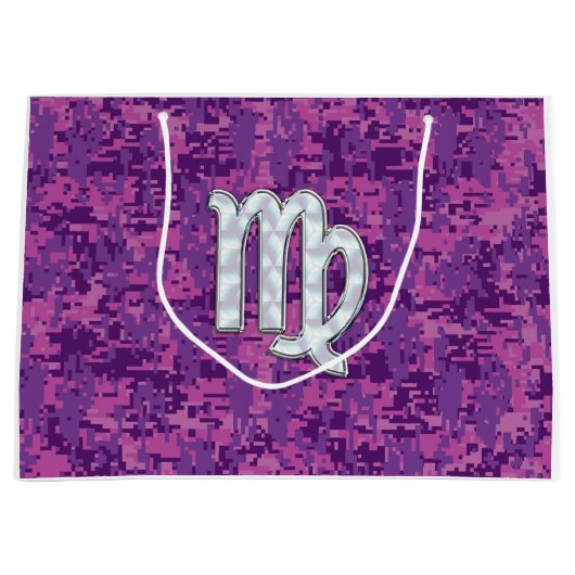 Virgo Zodiac Sign Pink Fuchsia Digital Camouflage Groot Cadeauzakje (Voorkant)