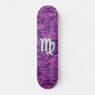 Virgo Zodiac Sign Pink Fuchsia Digital Camouflage Persoonlijk Skateboard