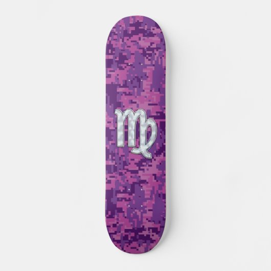 Virgo Zodiac Sign Pink Fuchsia Digital Camouflage Persoonlijk Skateboard (Voorkant)
