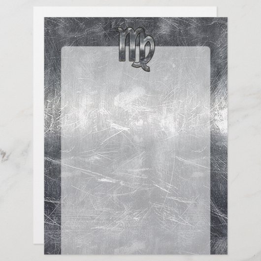 Virgo Zodiac Sign Silver Grunge Distress Style (Voorkant / Achterkant)
