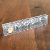 Virgo Zodiac Sign Silver Grunge Distress Style Naambordje (Zijkant)