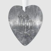 Virgo Zodiac Sign Silver Grunge Distress Style Ornament (voorkant)