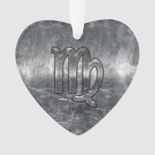 Virgo Zodiac Sign Silver Grunge Distress Style Ornament