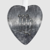 Virgo Zodiac Sign Silver Grunge Distress Style Ornament (voorkant)