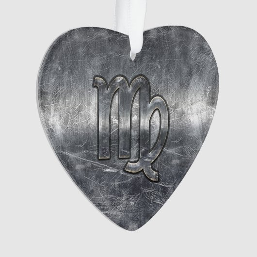 Virgo Zodiac Sign Silver Grunge Distress Style Ornament (voorkant)