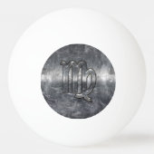 Virgo Zodiac Sign Silver Grunge Distress Style Pingpongbal (Achterkant)