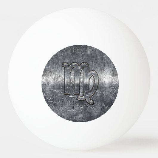 Virgo Zodiac Sign Silver Grunge Distress Style Pingpongbal (Voorkant)