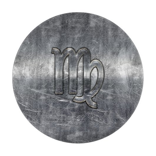 Virgo Zodiac Sign Silver Grunge Distress Style Snijplank (Voorkant)