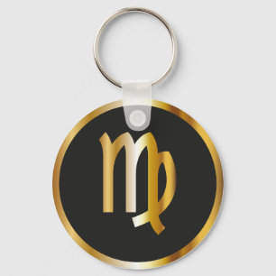 Virgo Zodiac Sign Sleutelhanger Black & Gold