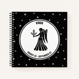 Virgo Zodiac Sign, Zwart-witboek Notitieboek