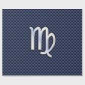 Virgo Zodiac Silver Sign Blue Carbon Fiber Print Cadeaupapier (Vlak)