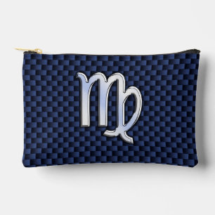 Virgo Zodiac Silver Sign Blue Carbon Fiber Print Etui