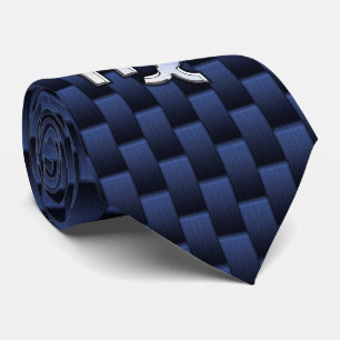Virgo Zodiac Silver Sign Blue Carbon Fiber Print Stropdas