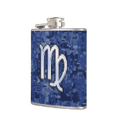 Virgo Zodiac Silver Sign op Navy Blue Digital Camo Heupfles (Links)