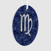 Virgo Zodiac Silver Sign op Navy Blue Digital Camo Ornament (voorkant)
