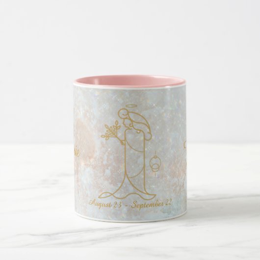 Virgo Zodiac Star Sign Celestial Monogram Glitter Mok (Midden)