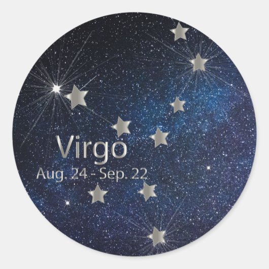 Virgo - Zodiac Star Sign Ronde Sticker (Voorkant)