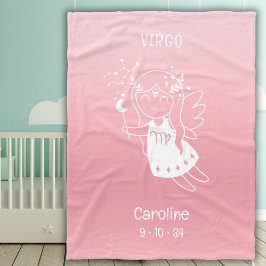 Virgo Zodiac Sternaam Geboorte Datum Roze Baby Fleece Deken