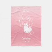 Virgo Zodiac Sternaam Geboorte Datum Roze Baby Fleece Deken (Voorkant)
