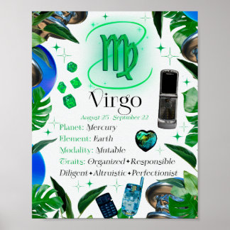 Virgo Zodiac Sterrenteken Y2K Wit 4:5 Poster