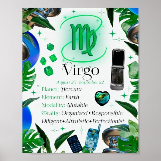 Virgo Zodiac Sterrenteken Y2K Wit 4:5 Poster (Voorkant)