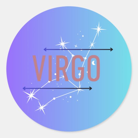 Virgo Zodiac Sticker Blauw (Voorkant)