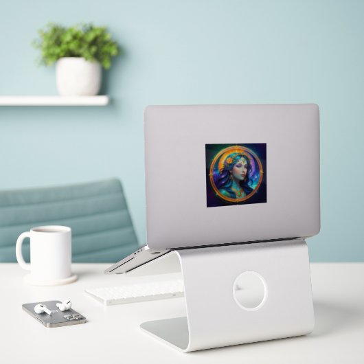 Virgo Zodiac Stickers, Celestial Zodiac Sticker (Laptop op bureau)