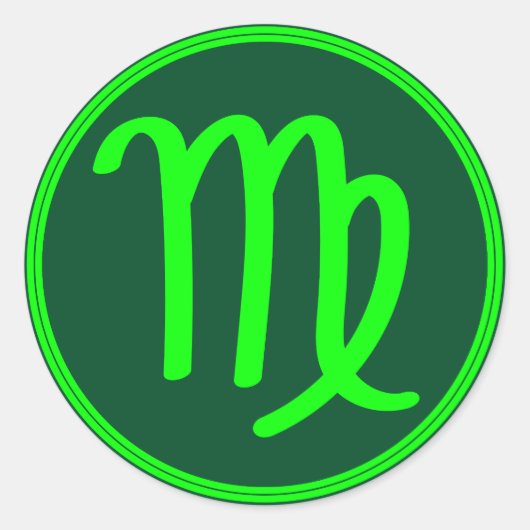 Virgo Zodiac Symbol Green Contrast Ronde Sticker (Voorkant)