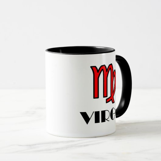 Virgo Zodiac Symbool Designer Mok in rood (Voorkant rechts)