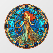 Virgo Zodiac Teken Faux Glas in lood Venster Cling Raamsticker (Vel)