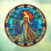 Virgo Zodiac Teken Faux Glas in lood Venster Cling Raamsticker (Vel 3)