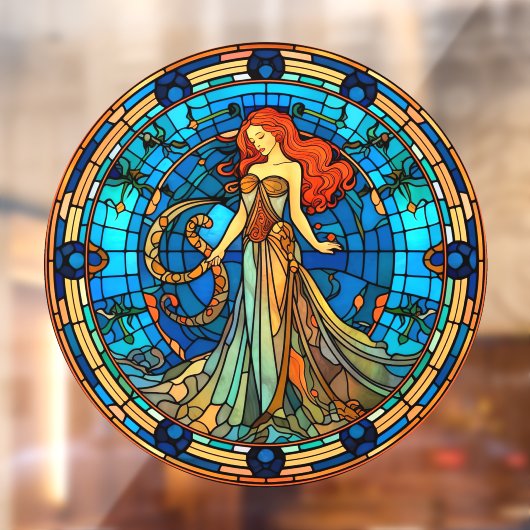 Virgo Zodiac Teken Faux Glas in lood Venster Cling Raamsticker (Vel 2)