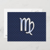Virgo Zodiac-teken op Navy Blue Carbon Style Briefkaart (Voorkant / Achterkant)