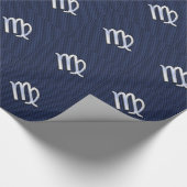 Virgo Zodiac-teken op Navy Blue Carbon Style Cadeaupapier (Hoek)