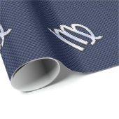 Virgo Zodiac-teken op Navy Blue Carbon Style Cadeaupapier (Rol Hoek)