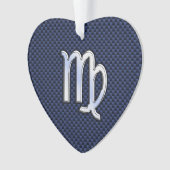 Virgo Zodiac-teken op Navy Blue Carbon Style Ornament (voorkant)