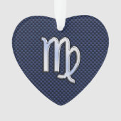 Virgo Zodiac-teken op Navy Blue Carbon Style Ornament (voorkant)