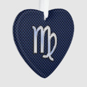 Virgo Zodiac-teken op Navy Blue Carbon Style Ornament (voorkant)