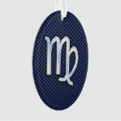 Virgo Zodiac-teken op Navy Blue Carbon Style Ornament (voorkant)