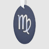 Virgo Zodiac-teken op Navy Blue Carbon Style Ornament (voorkant)