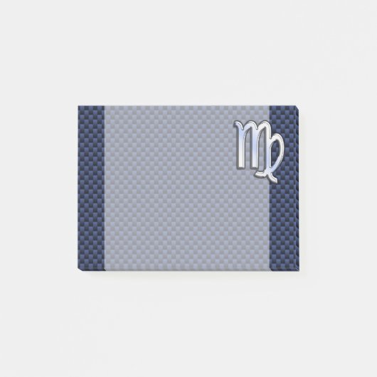 Virgo Zodiac-teken op Navy Blue Carbon Style Post-it® Notes (Voorkant)